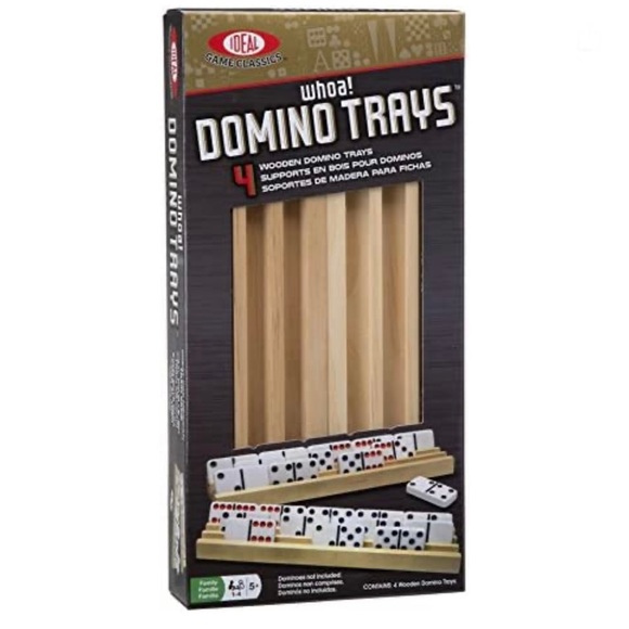 Games Ideal Game Classics Whoa Domino Trays 4 Wooden Trays Racks New